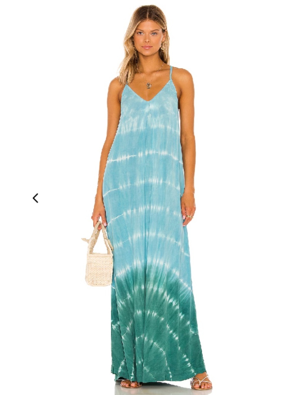 Michael Stars Gloria Slip Maxi Ombre Tie Dye Rayon Halter Slip Dress Size Large